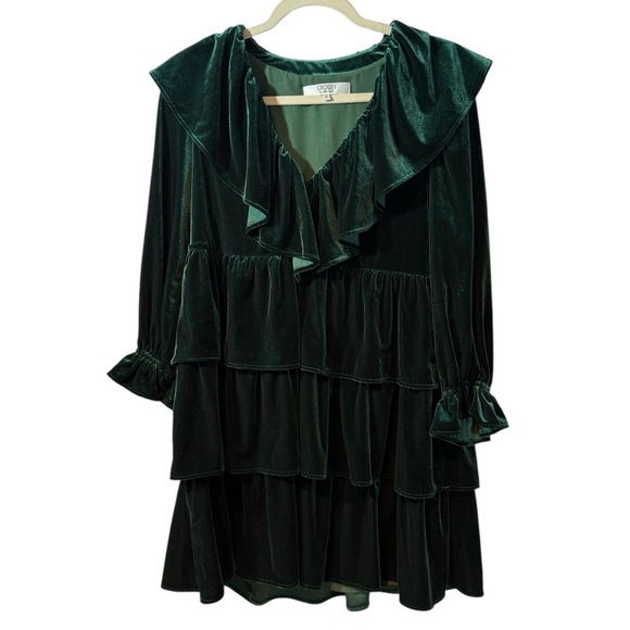 Crosby By Mollie Burch Anna Julia Emerald Green Velvet Mini Dress Size S - Picture 2 of 9